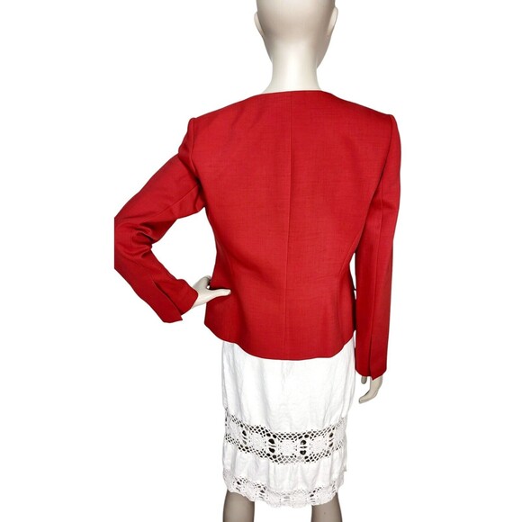 Anne Klein Red Satin Trim Single Button Business Office Suit Blazer Jacket 8P - Picture 5 of 7